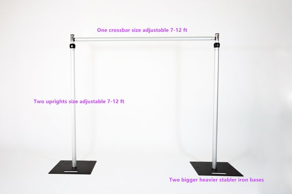 Backdrop Stand [GrandFrame Pro Heavy Base Adjustable 7-12 ft Frame] for Flower Wall, Ceremony & Photo Booth