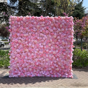 US Seller! 3D Roll Up Flower Wall On Cloth Fabric Wedding Party Photo Backdrop Bridal Shower Top Quality Easy Assemble N8820