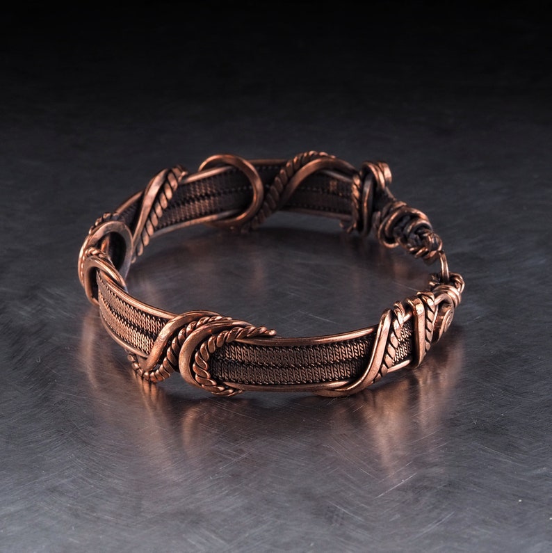 Wire wrapped copper bracelet for women / Braided wire bracelet Etsy