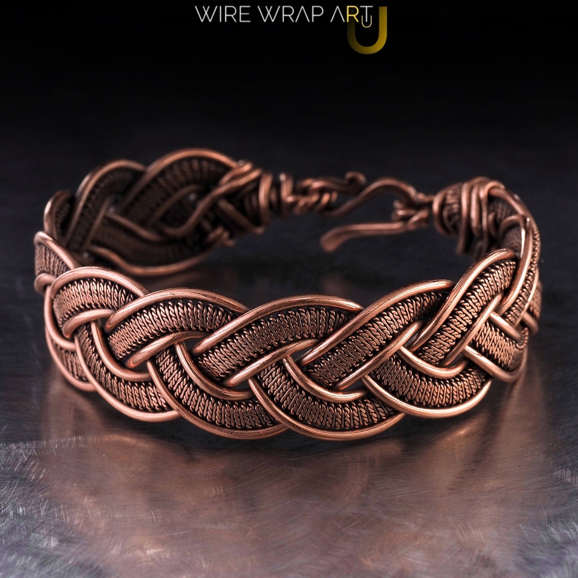 Wire wrapped copper bracelet / Braided bangle / Wire wrap Etsy