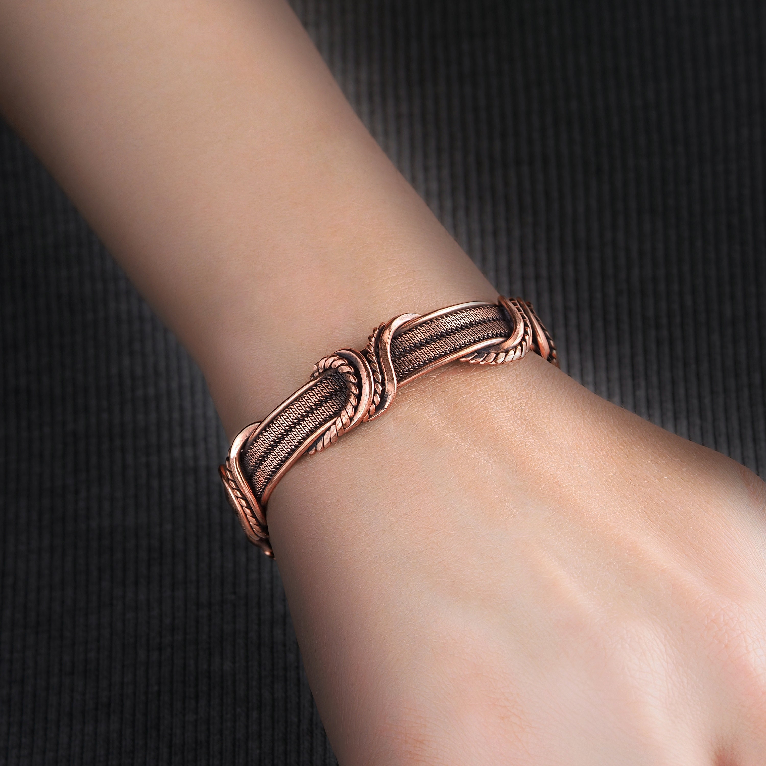 Wire wrapped copper bracelet for women / Braided wire bracelet Etsy