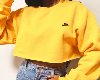 yellow nike crop hoodie