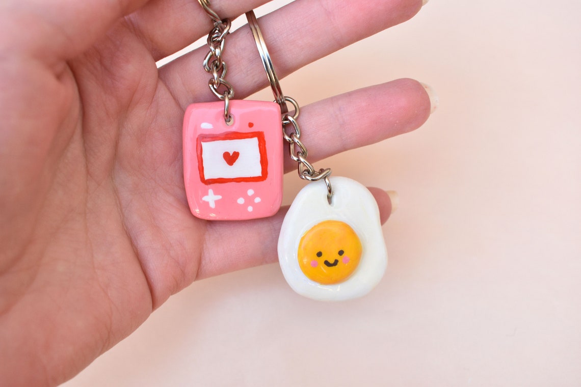 Polymer Clay Keychains Handpainted Cute Charms Flower Etsy Australia