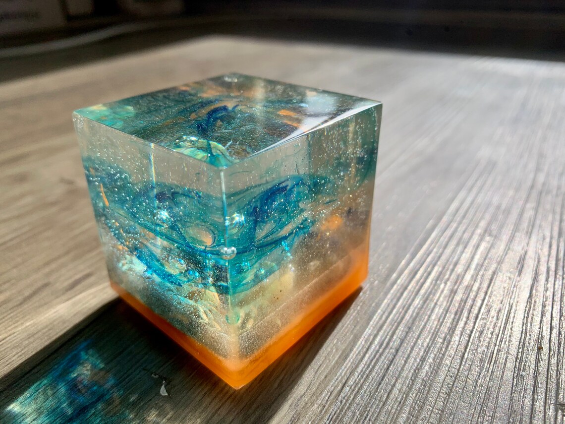 Resin cube with a preserved crab Etsy