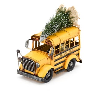 Vintage Style Yellow Model School Bus With Christmas Tree - Etsy