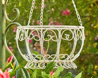 Set of 2 Iron Hanging Planters- Available in Bronze and White