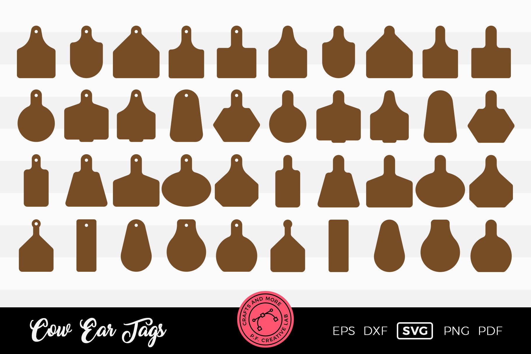 Cow Ear Tags SVG Bundle Earring Template Laser Cut Files Etsy