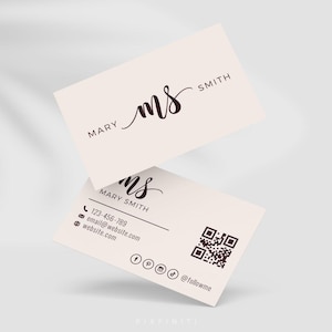 Biglietti da visita stampati calligrafici / Font disegnati a mano / Fronte-retro / Aggiungi logo, codice QR e social media / Design elegante personalizzato per biglietti da visita