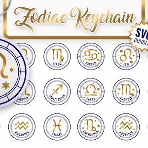 Keychain SVG Bundle - Zodiac Signs Clipart Set