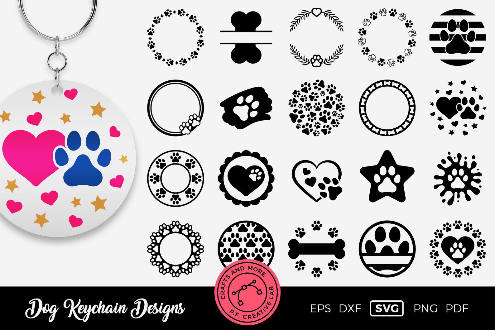 Dog Keychain SVG Bundle Pet Keyring Designs Etsy