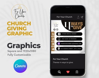 4 Ways to Give Church Giving Canva Template ***** Instant Download****** Square and 1920x1080