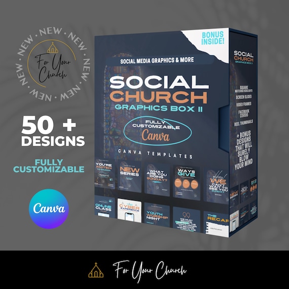 Church Canva Template Bundle - Social Media & Presentation Graphics (Digital Download)