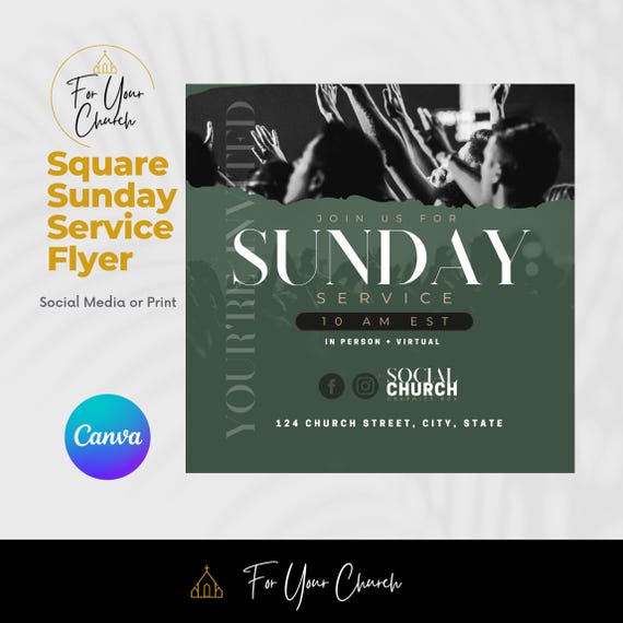 Sunday Service Flyer Canva Template
