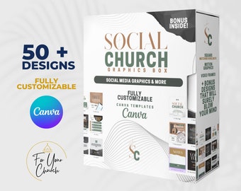 Canva Template Bundle - For Your Church   - INSTANT DOWNLOAD Over 50 graphics social media | graphics | Presentation | Video Slides