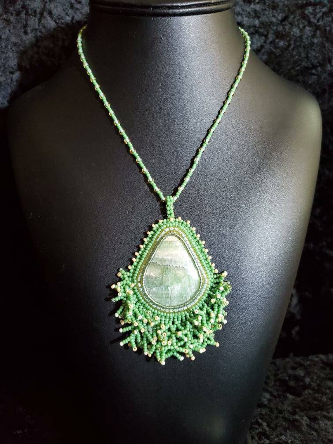 beaded-serpentine-cabachon-pendant-necklace-etsy