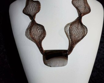 Banded Onyx Pendant Necklace