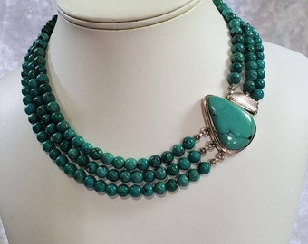 Genuine Turquoise with Turquoise and Sterling Clasp