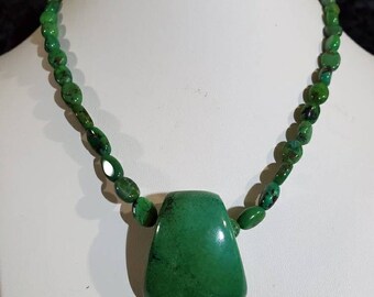 Green Turquoise Pendant Necklace