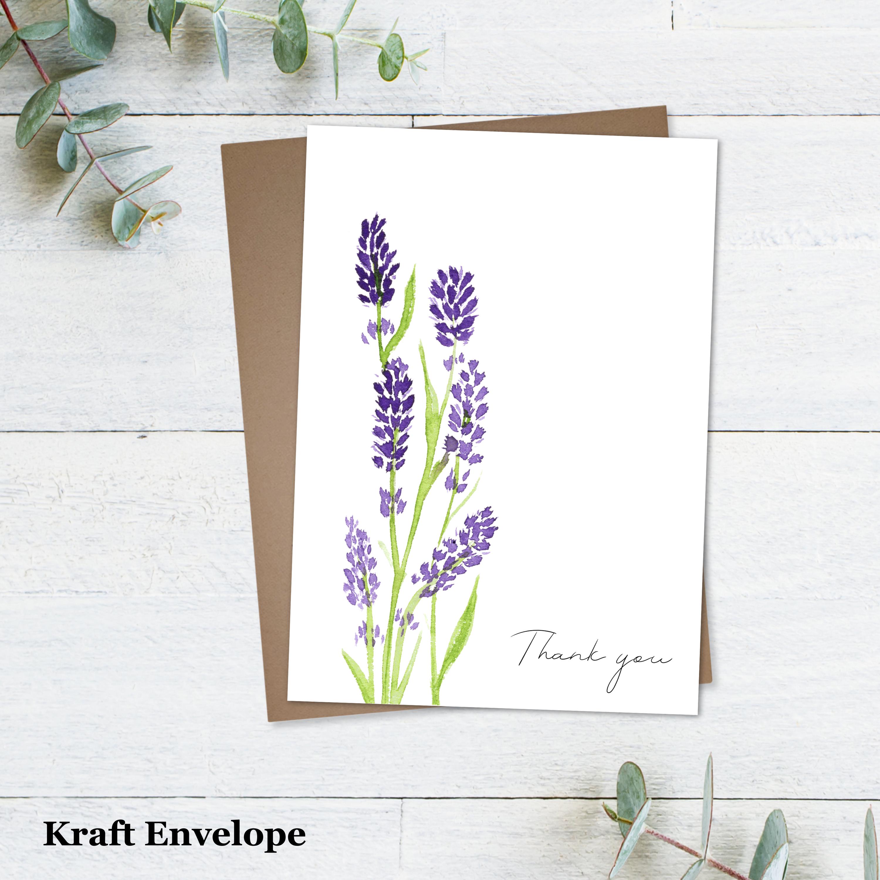 Watercolor Lavender Thank You Card – Hand Painted Floral Note Card - Etsy