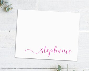 Personalized Custom Stationary Notecards, Script Font with flourish, Mother's Day Gift For Her, A2 FOLDED Notecards+Envelopes, Set Discounts