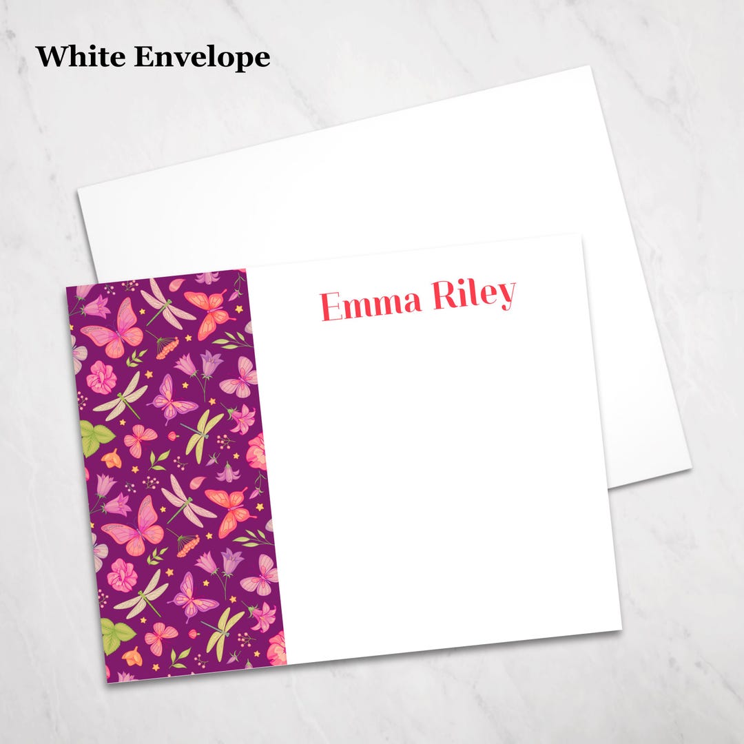 Personalized Butterfly Stationery, Girls' Notecard + Envelope Set, Sets ...