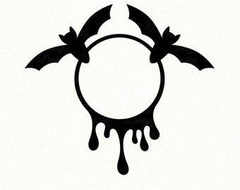Halloween circle frame svg Dripping frame svg Halloween wreath svg cut file Horror bat frame svg Halloween monogram svg dxf