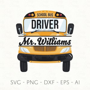Schulbusfahrer SVG PNG DXF Split Name Rahmenvorlage