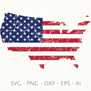 Distressed USA Flag Map SVG Amerikaanse vlag vector file 4th of July Patriotic decal file Independence day Verenigde Staten van Amerika svg png dxf