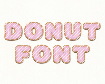 Donut font SVG Layered Donut letters numbers PNG EPS cut file Doughnut sublimation file Pink Donut alphabet clipart