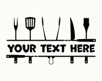 Grill tools split frame SVG Barbecue dad name cut file Custom BBQ apron png eps dxf Grilling clipart