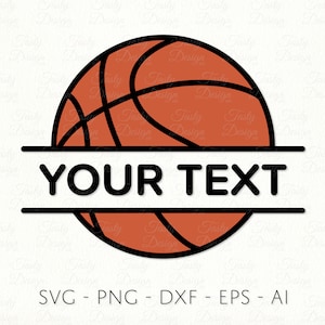 Basketball Split Frame SVG PNG DXF Team Name Sublimation Decal file Half Basketball Ball Monogram