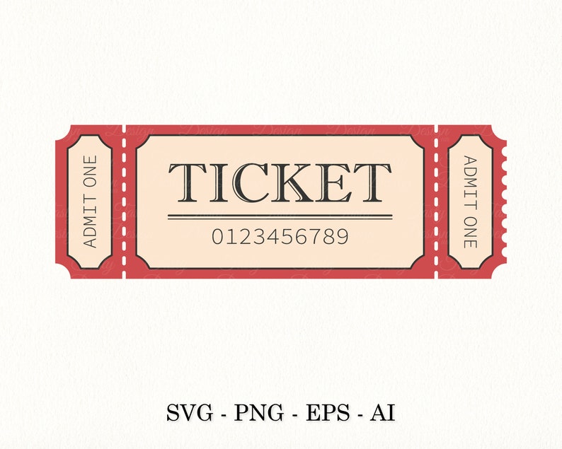 Ticket SVG file Retro ticket template Admit one SVG