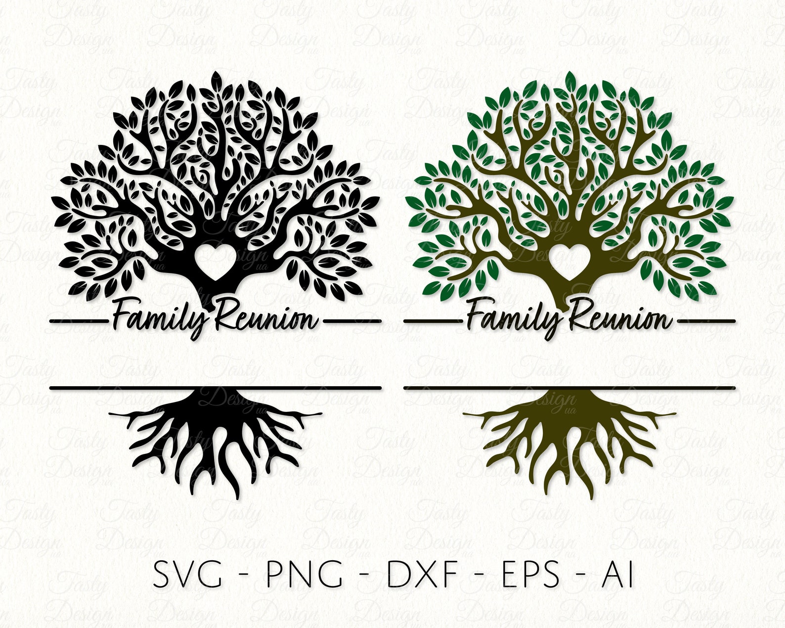 Family Reunion SVG PNG DXF Tree Split Name Frame Monogram Printable ...