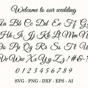 Wedding Font Letters Svg Cursive Font Svg Wedding Alphabet Svg Wedding ...