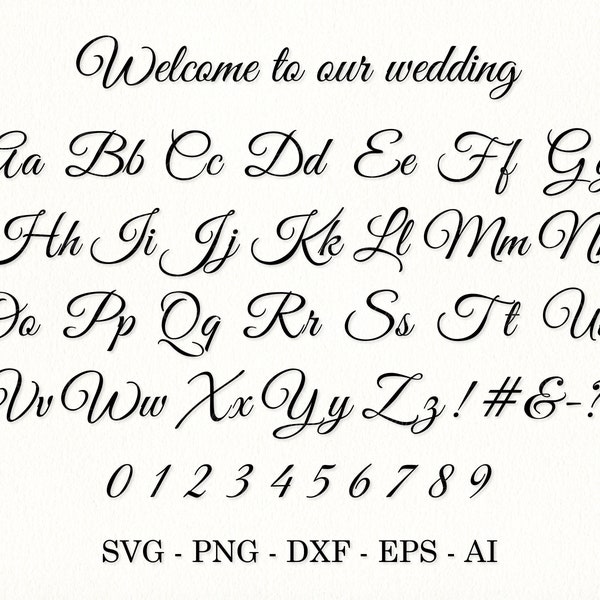 Wedding font letters svg Cursive font svg Wedding alphabet svg Wedding monogram svg cut file Elegant fancy font SVG DXF Font svg calligraphy