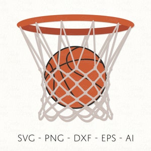 Aro de baloncesto SVG Basket Ball Net PNG Archivo de corte en capas Calcomanía de sublimación Pelota deportiva Clip Art Vector Files
