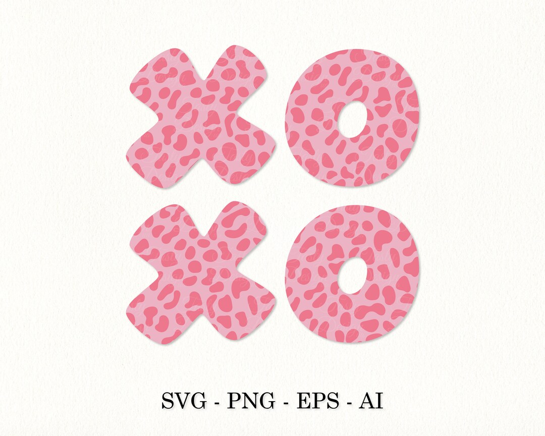 Xoxo SVG Pink Leopard Print SVG Hugs and Kisses Svg XOXO Png Pink ...