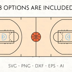 Fichier SVG de terrain de basket Sports Field Outline Clip Art Vector pour Cricut Sublimation Decal