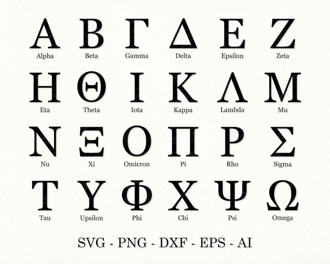 Derniere Lettre Grecque En 5 Lettres Lettre grecque svg Police grecque svg Alphabet grec svg Grec - Etsy France