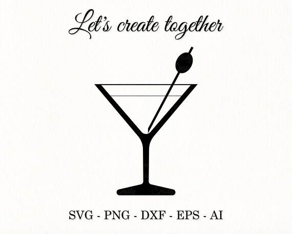 Martini Glass Svg Wine Glass Svg Cocktail Glass Stencil Svg | Etsy