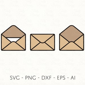 Sobre SVG PNG DXF Icono de correo Vector de mensaje Archivo de corte de sobre amarillo en capas Clipart de carta