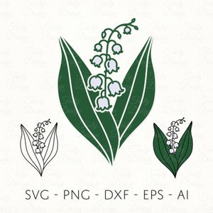 Fichier de décalcomanie à sublimation fleur muguet SVG PNG DXF mai mois de naissance fleur