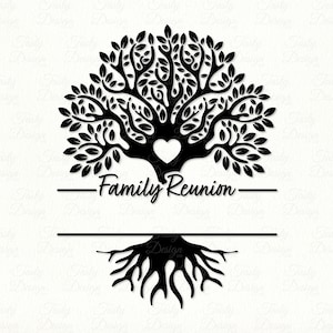 Family Reunion SVG PNG DXF Tree Split Name Frame Monogram Printable ...
