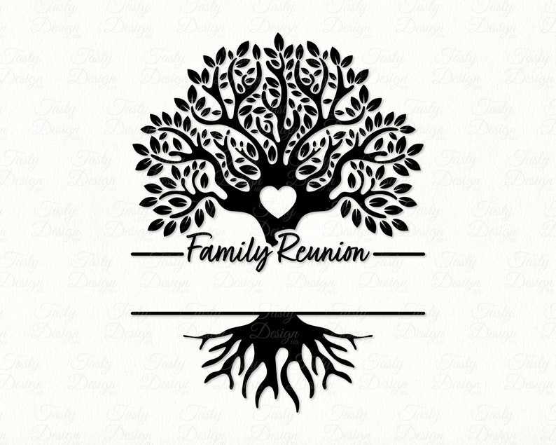 Family Reunion SVG PNG DXF Tree Split Name Frame Monogram Printable ...