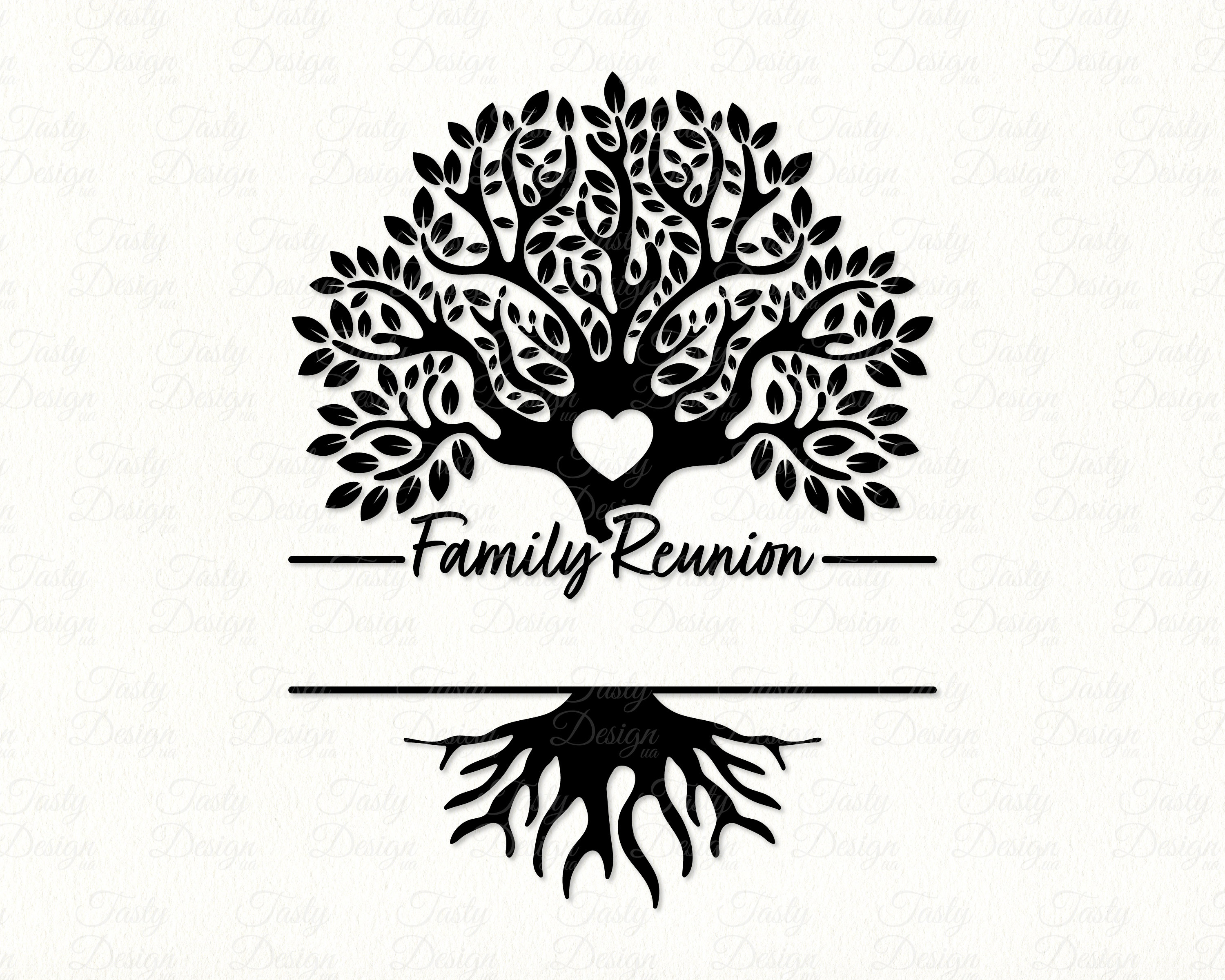 Family Reunion SVG PNG DXF Tree Split Name Frame Monogram Printable ...