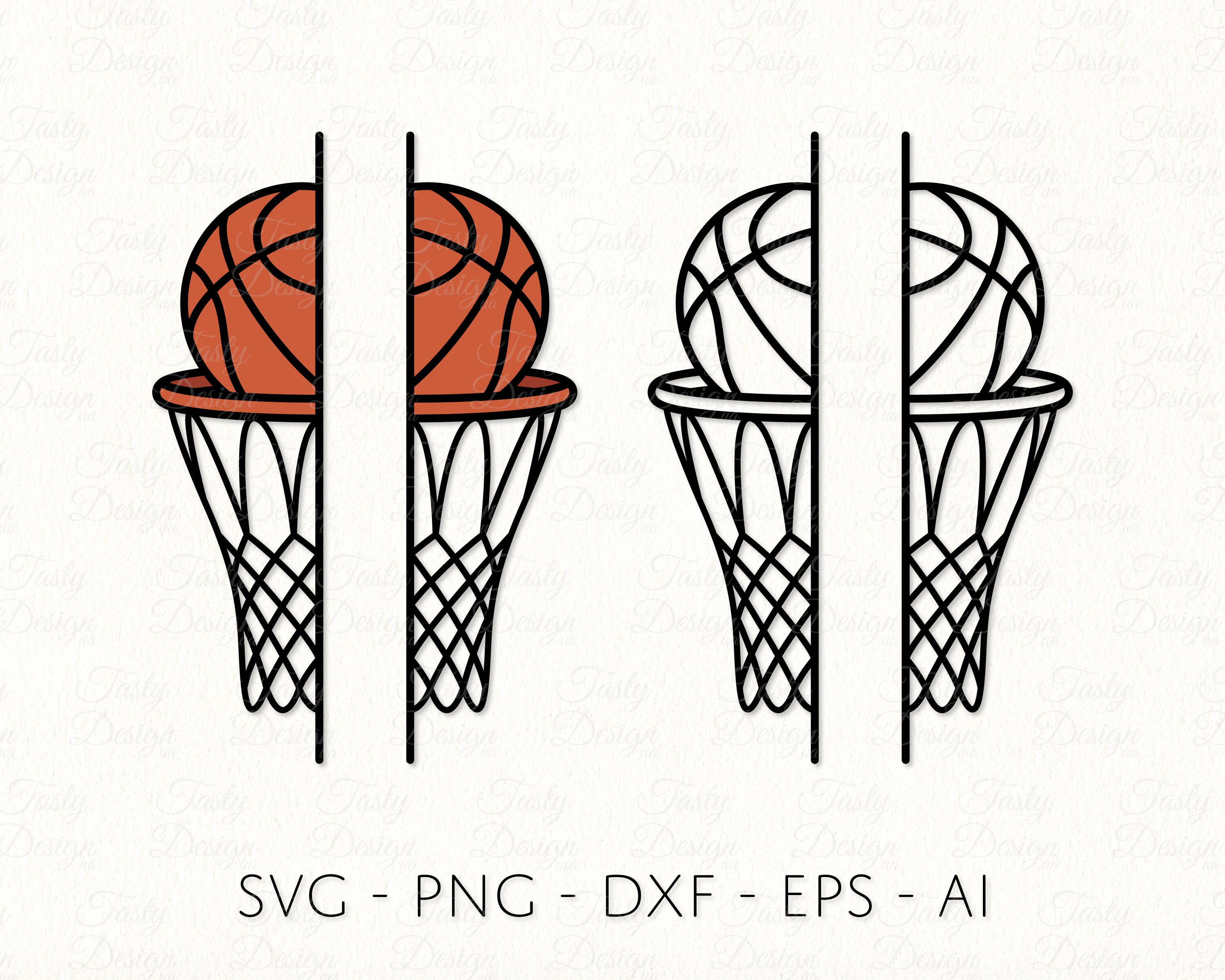 Basketball Split Name Frame SVG PNG DXF Sublimation Decal File Half ...