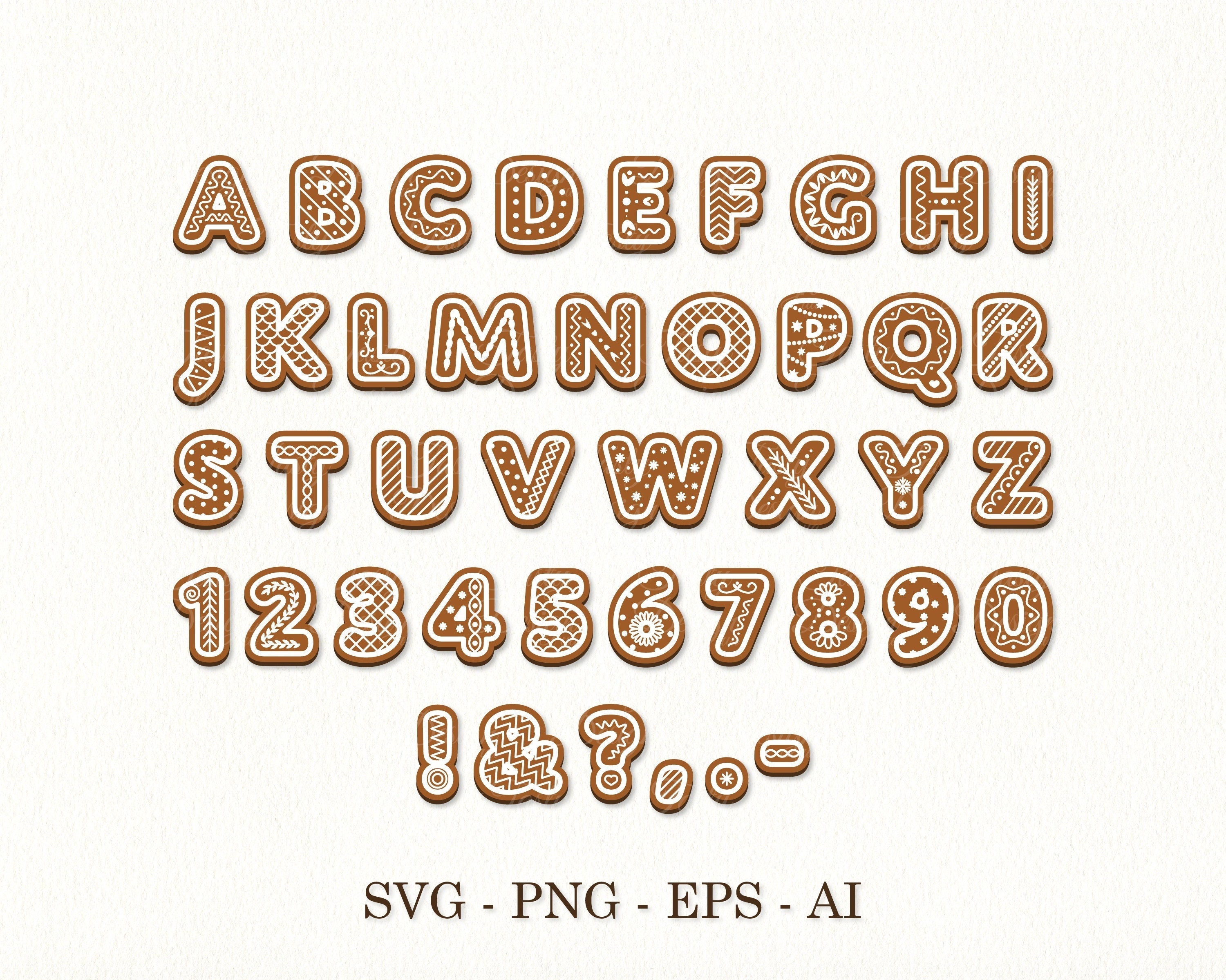 Gingerbread Font Svg Christmas Alphabet Cut File Winter Baking Font ...