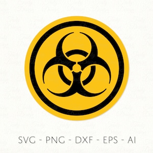 Biological Hazard Sign SVG PNG DXF Biohazard Symbol Warning Icon Sublimation cut file