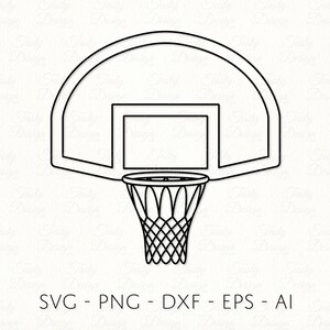 Basketball Hoop with Backboard SVG PNG DXF Basket Ball Net Clip Art Sports Equipment vector Sublimation Decal Cricut file