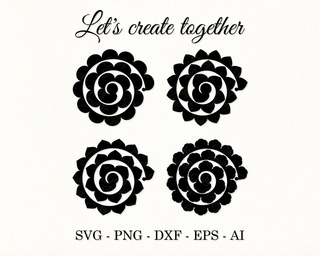 Rolled Flower Svg Rolled Paper Flower Template Svg Rolled Etsy